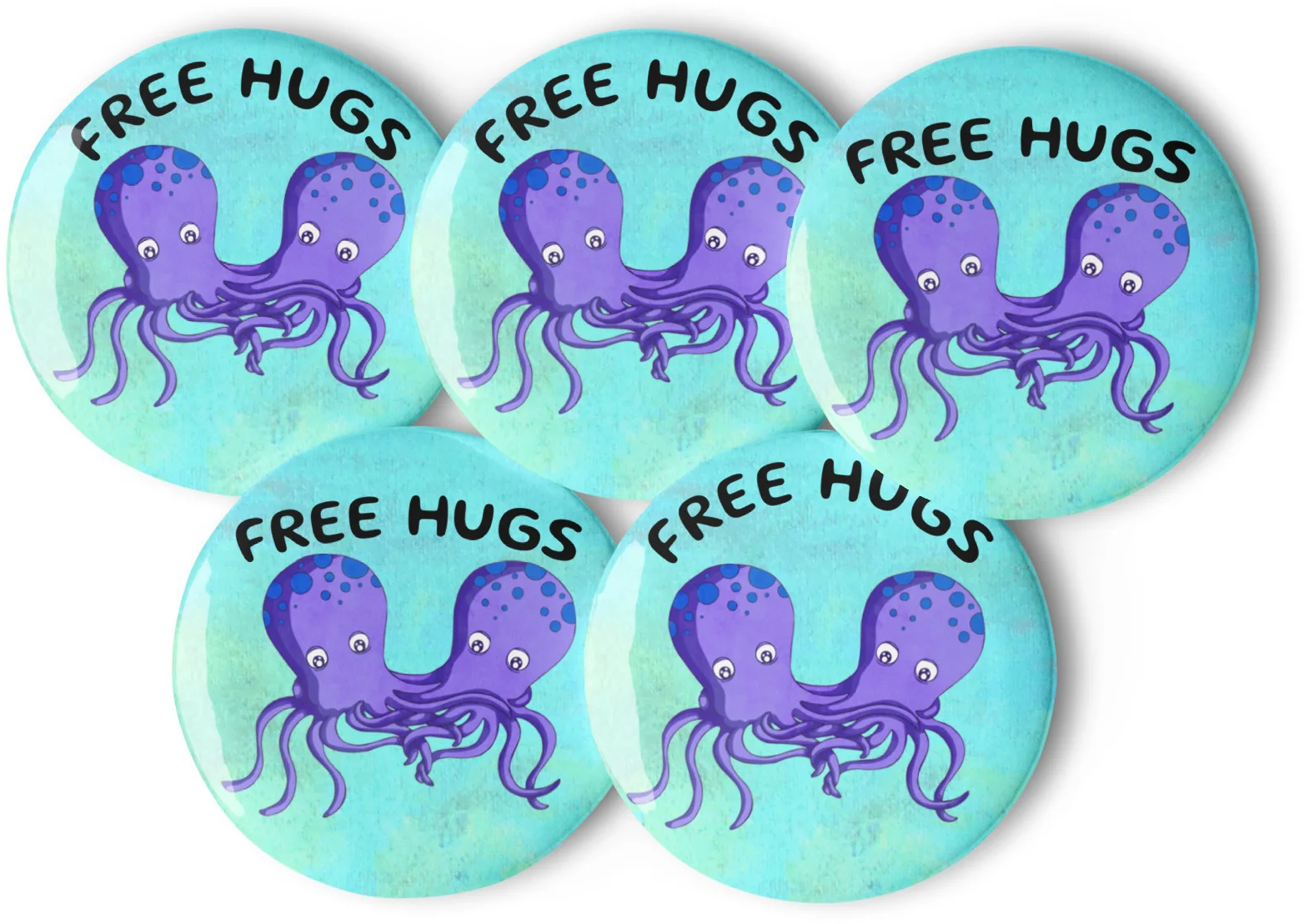 Free Hugs octopus pin buttons